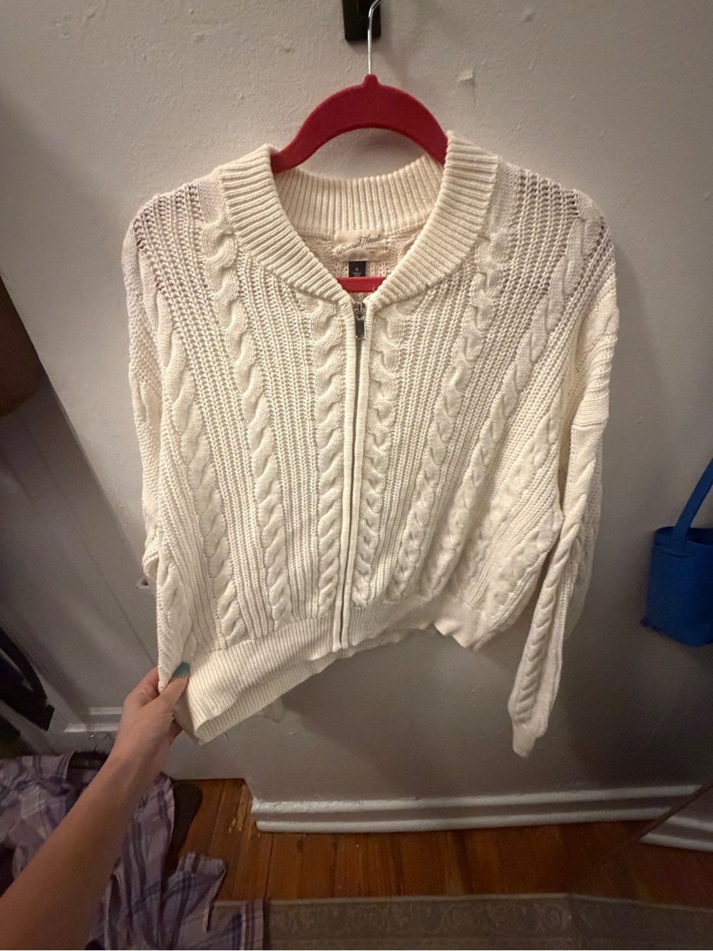 Universal Thread Cream Cable Knit Full Zip Cardigan Sweater XL